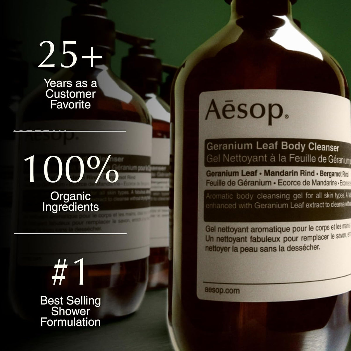 Aesop Geranium Leaf Body Cleanser Refill | Gentle Shower Gel with Geranium, Mandarin and Bergamot Essential Oil Blend to Refresh & Balance Skin | 500 Ml / 16.9 Oz - Recyclable Bottle