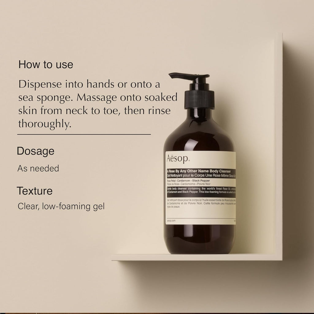 Aesop a Rose by Any Other Name Body Cleanser | Gentle Shower Gel with Rose Petal Essential Oil Blend to Soften & Hydrate Skin | 500 Ml / 16.9 Oz (Pack of 3)