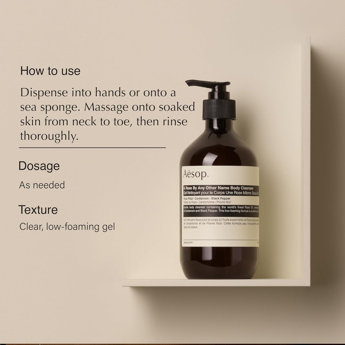 Aesop a Rose by Any Other Name Body Cleanser | Gentle Shower Gel with Rose Petal Essential Oil Blend to Soften & Hydrate Skin | 500 Ml / 16.9 Oz (Pack of 3)